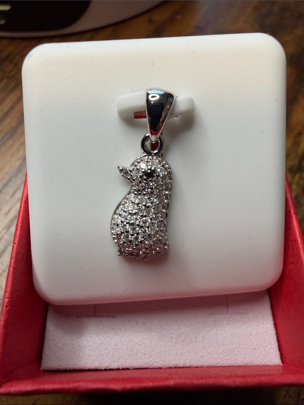 Sterling Silver Moissanite Penguin Charm Pendant - Picture 4 of 5